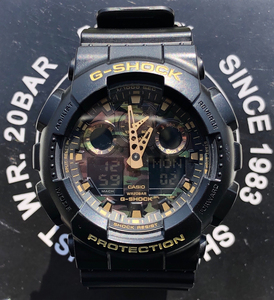 卡西欧g-shock手表ga110cf黑金迷彩潮流手表