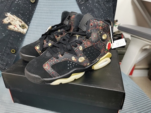 000人付款淘宝【44码】jordan aj6烟花牡丹刺绣男子蓝