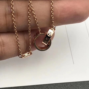 卡地亚双环扣项链满钻豹子头护身符大饼小18k金