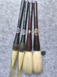 日本玉泉堂两支已售，文明堂两支打包，羊毫大号斗笔，老毛笔，不