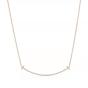 安好莘淘宝tiffany蒂芙尼项链笑脸大号小号微笑t吊坠18k玫瑰金锁骨