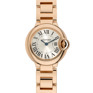 5新]卡地亚手表女蓝气球系列18k玫瑰金石英表we902079