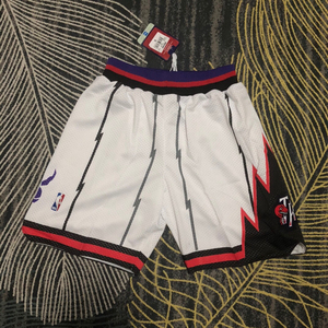 猛龙球裤 猛龙队白色篮球裤 复古刺绣短裤