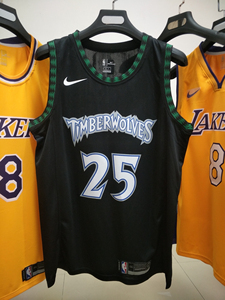 森林狼队 25号罗斯球衣 复古城市版球衣新面料热压运动背心篮