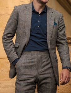 萨维尔街fox brothers法兰绒格纹全定制西装besp