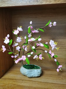 手工桃花盆栽