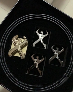 正品全新劲霸男装真皮皮带小金人四件套,自动扣,提供专柜包装盒