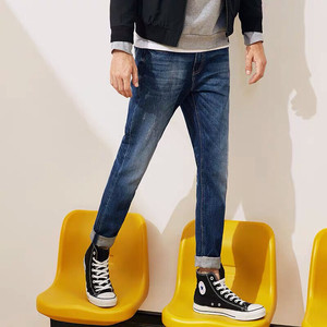 以纯a21男装修身低腰弹力牛仔裤 冬季新品青年舒适休闲小脚长