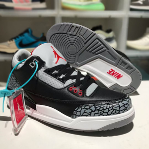 乔丹aj3乔三黑水泥,真气垫高版本.