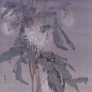 国画 工笔没骨花鸟装饰画 原创作品昙花纯手绘