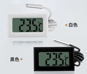 电子温度计 鱼缸 冰箱数字显示白色感应器黑色温度计防水探头