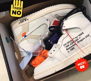 aj1乔1ow联名白欧洲限定红黑北卡蓝芝加哥男女高帮篮球鞋带