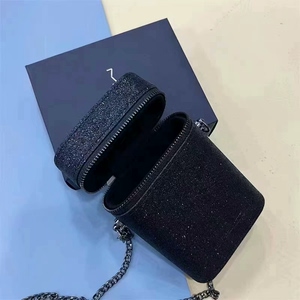 mac闪钻链条包黑色磨砂口红化妆包钥匙气垫收纳包带盒可拆卸便