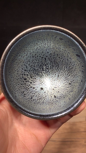 非遗传承人黄长发雀羽铁胎黑曜石原矿原釉纯手工电烧建盏主人杯茶