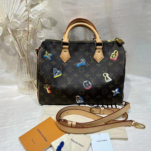 【98新】路易威登/lv 女包speedy30徽章限量肩带款单肩斜款手提包