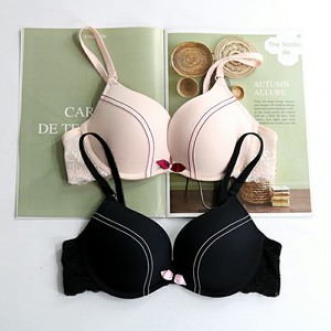 mybody粉色75a舒适光面无痕纯色两排扣有钢圈文胸套装日