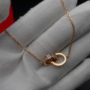 卡地亚双环项链带钻 闺蜜送的生日礼物 专柜正品