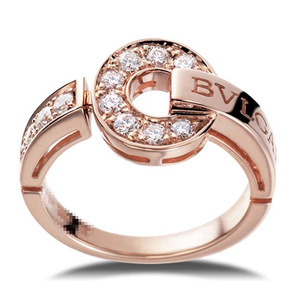 9新]21年宝格丽女士53号玫瑰金镶钻钱币戒指公价3.