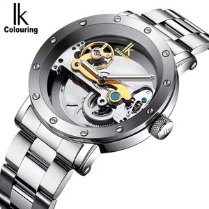 lk时尚机械表男表全自动防水镂空皮带简约精钢手表礼品男表0人付款