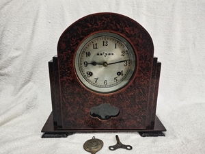 早期产金鸡牌座钟大公鸡老挂闹钟表怀旧老式物件.木制外壳,外观