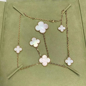 vca梵克雅宝 六花不规则项链 98新 18k黄金白贝母 有