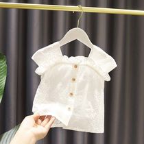 Girls short-sleeved shirt summer dress 1-3 years old female baby doll shirt top 4 little girl Western style suspender childrens vest