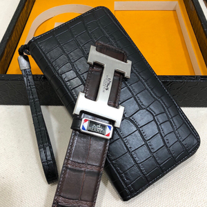 爱马仕男士全新腰带 进口鳄鱼纹 送钱包套装 专柜同款包装 小