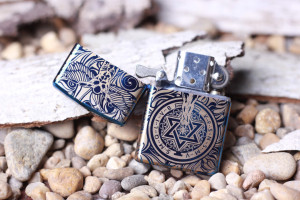 全新正品zippo打火机蓝冰守护天使煤油打火机