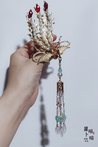 全新偏凤凰冠流苏发冠红楼梦发钗发簪发冠凤钗,汉服配饰古风复古