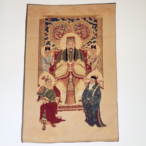 神像金丝织锦绣 唐卡刺绣画 道教文昌帝君画像 客厅/道观挂画