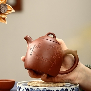 宜兴手工紫砂壶320ml姜礼明大红袍真趣秦权大茶壶家用手泡茶