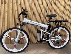 奔驰mercedes-benz电助力折叠山地自行车,前轮快卸