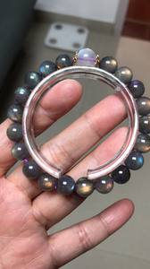 【福利出】高品紫拉长石水晶手串～手链,顶珠10 的蓝月光#紫