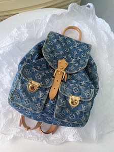 lv 路易威登牛仔书包双肩包 中古丹宁双肩包