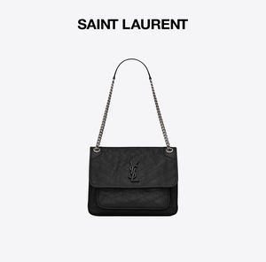 ysl/圣罗兰 女士niki褶皱皮革肩背包链条包ysl包包