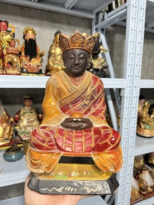 老木雕佛像三平祖师公摆件.高26厘米,完整无缺无磕伤,右侧底