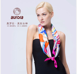 全新精美包装aurora奥罗拉高级桑蚕丝丝巾方形90*90