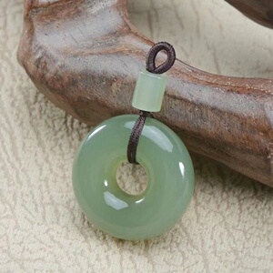 天然和田玉同心圆平安扣挂件男女玉石项链吊坠