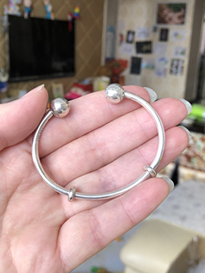 潘多拉光面圆头开口手镯1号16cm