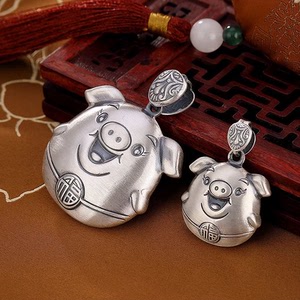 纯银招财猪吊坠
