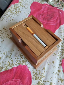 时尚创意20支装自动弹烟烟盒 个性木质台式盒子男士礼品