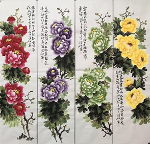 伊人阁1106淘宝纯手绘 国画牡丹张浪伯六尺 花开富贵 真迹原稿 客厅