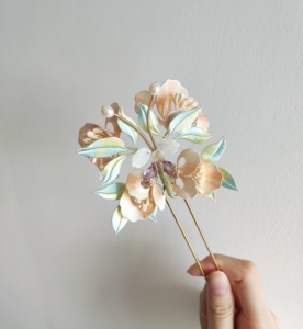 净生如许‖仿故宫文物蚕丝线蝶贝芙蓉花缠花发簪