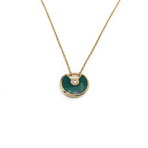 5新cartier卡地亚护身符孔雀石镶钻项链公价15900