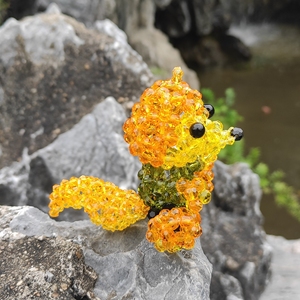 原创手工串珠狐狸成品家居小摆件编织小动物造型