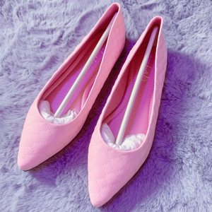 全新36码babala女鞋粉色船鞋尖头平底鞋皮鞋