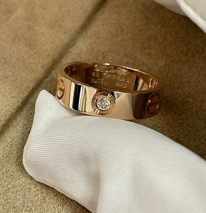 卡地亚宽版戒指一钻18k玫瑰金限量版