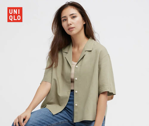 优衣库短袖衬衫! 可单穿可当外套! 绿色很显白!图2-4本人