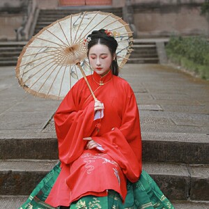 留仙记明制立领斜襟长袄汉服马面