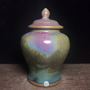 白伟峰作品,钧瓷茶叶罐,炉钧将军罐,炭烧钧瓷,煤烧钧瓷,白伟